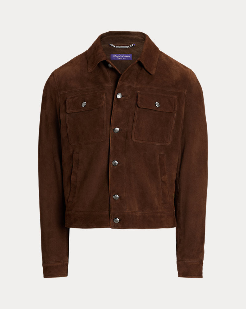 Weaver Suede Trucker Jacket Chestnut Brown