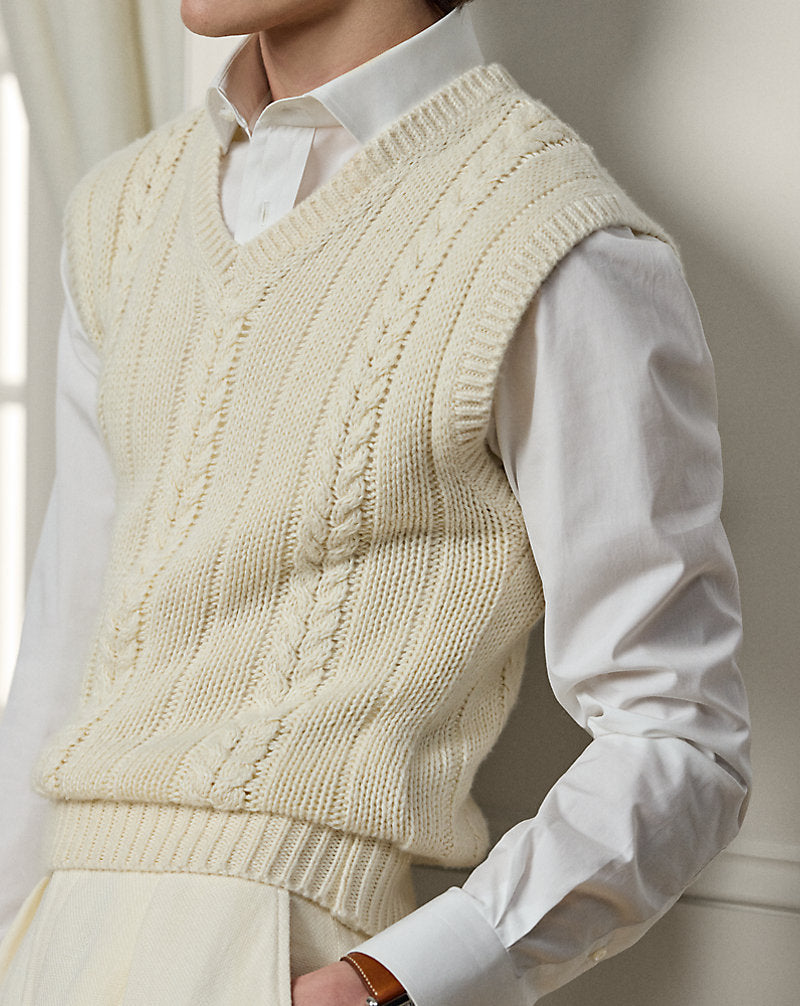 Cashmere-Silk-Linen Sleeveless Jumper Limestone