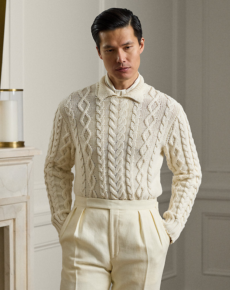 Cable-Knit Cotton-Blend Jumper Classic Cream