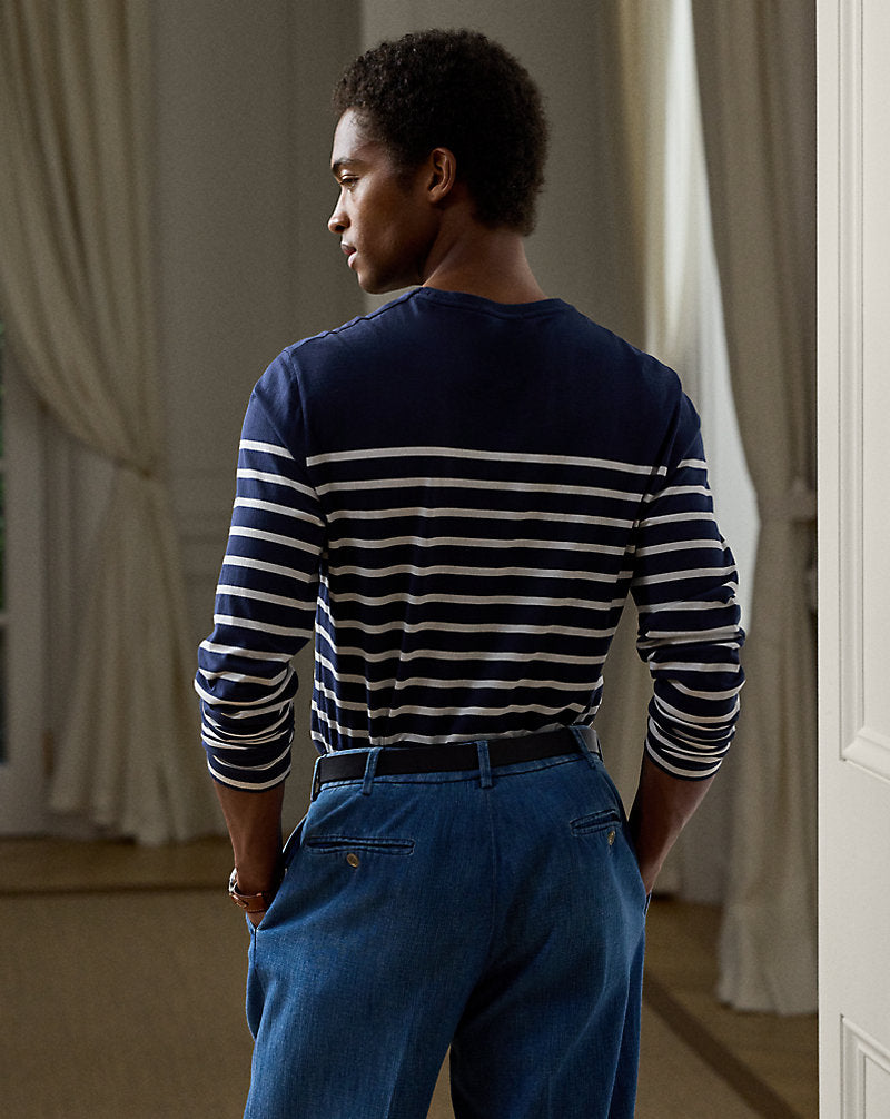 Striped Lisle Long-Sleeve T-Shirt Classic Chairman Navy/dck
