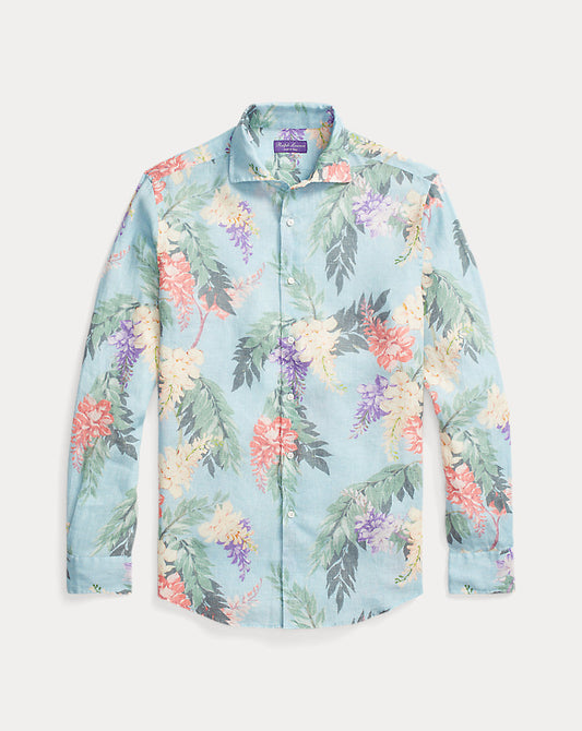 Blumenmuster-Leinenhemd Multi