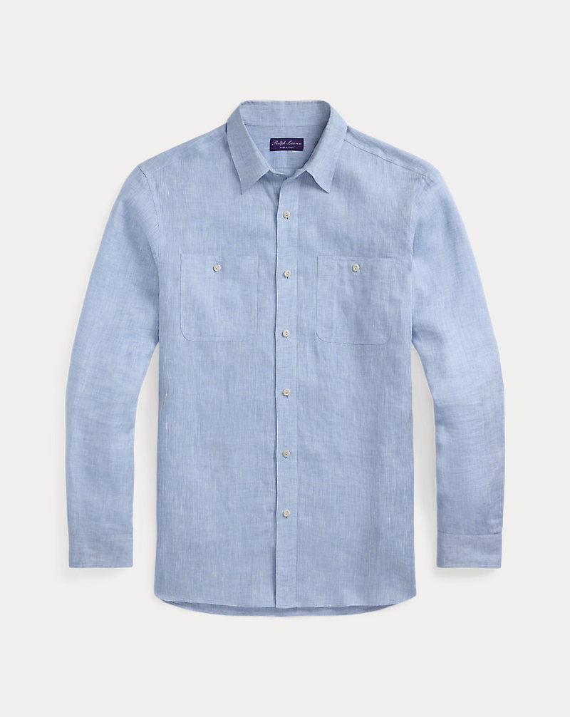 Linen Chambray Shirt Light Blue