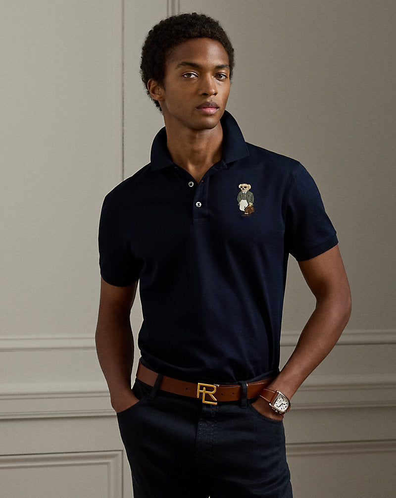 Custom Slim Polo Bear Piqu¨¦ Polo Shirt Classic Chairman Navy