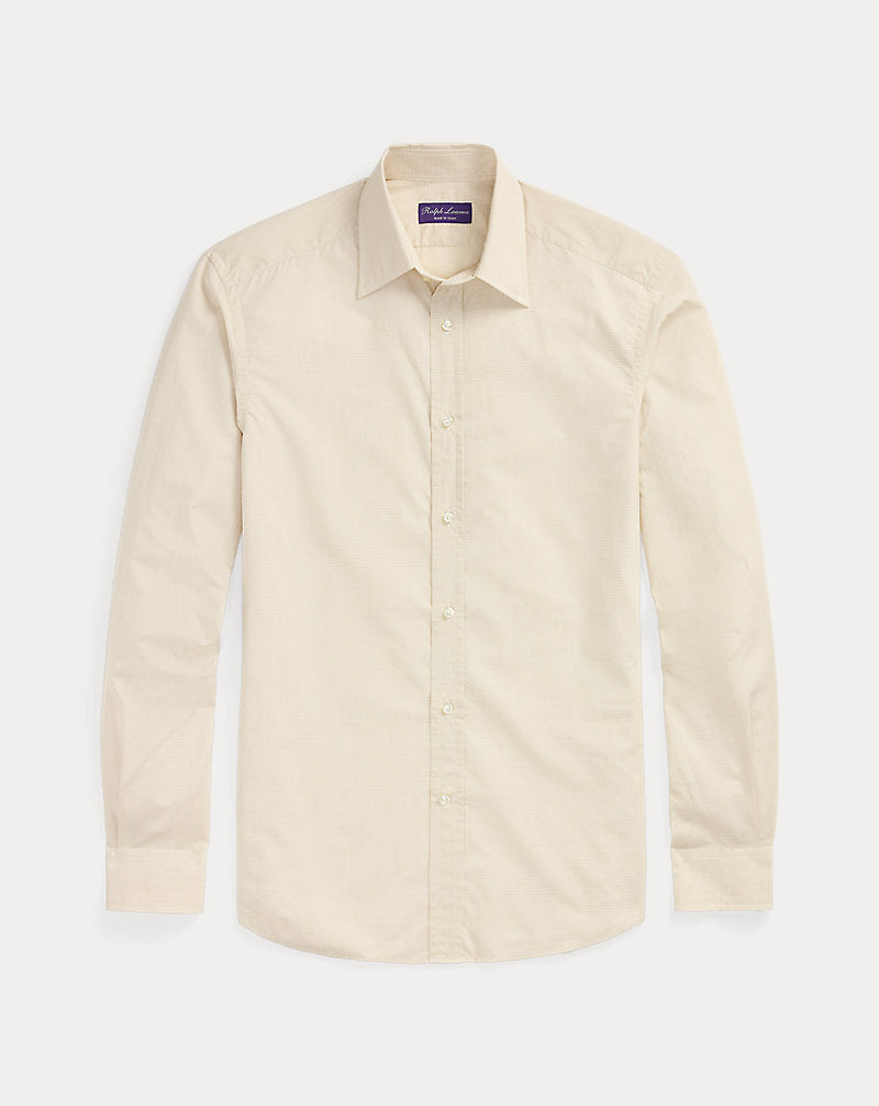 Micro-Tattersall Shirt Tan/White