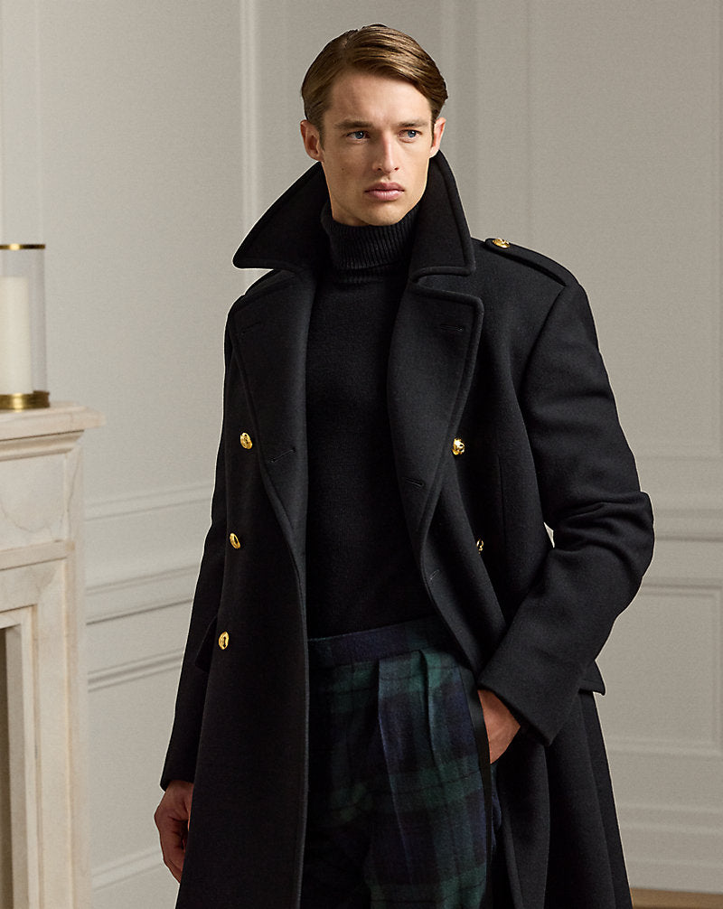 Hand-Tailored Wool-Cashmere Topcoat Black