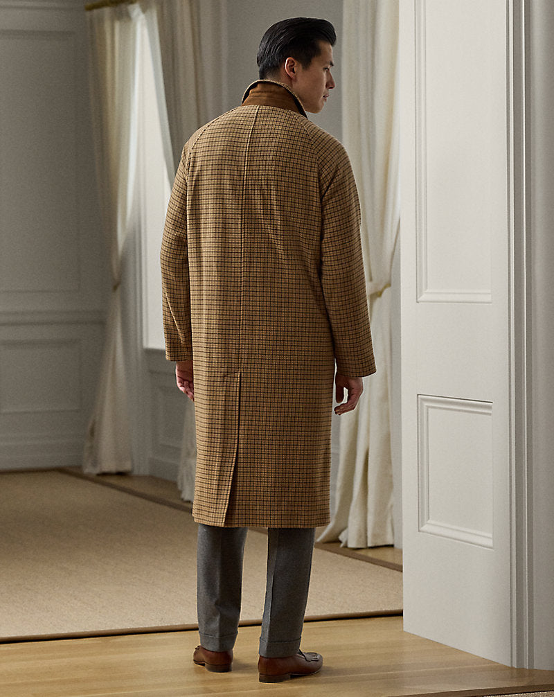 Hand-Tailored Cashmere-Wool Topcoat Brown/Tan Multi
